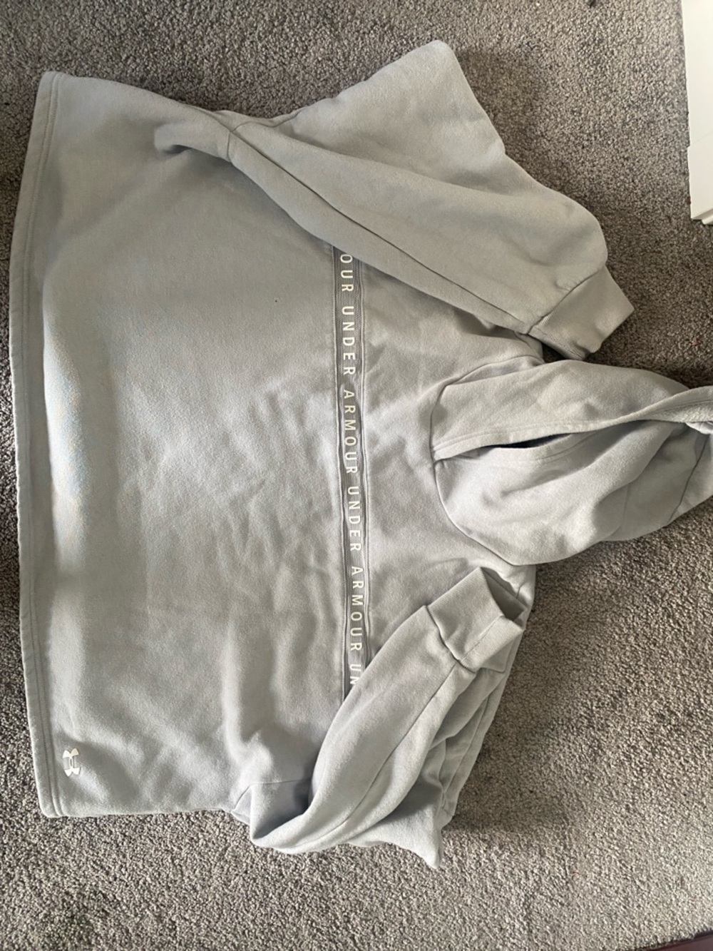 Under Armour Light Gray Center-Logo Pullover Hoodie